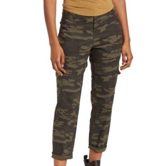 Sanctuary Camo Road Trip Cargo Pants Straight Leg Crop Green Size XXL Worn Once - Picture 1 of 8